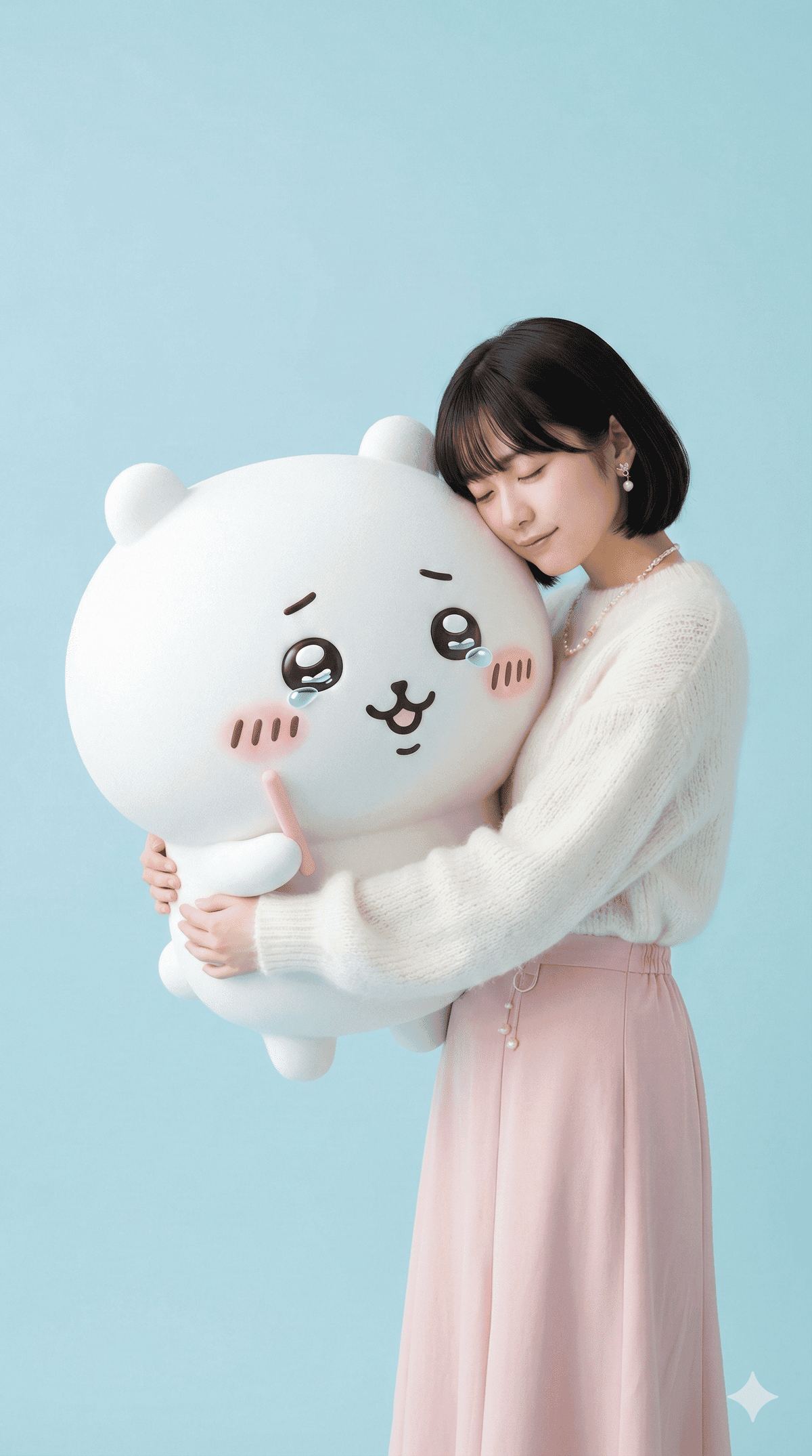 ボブヘア女子 × 巨大ちいかわ