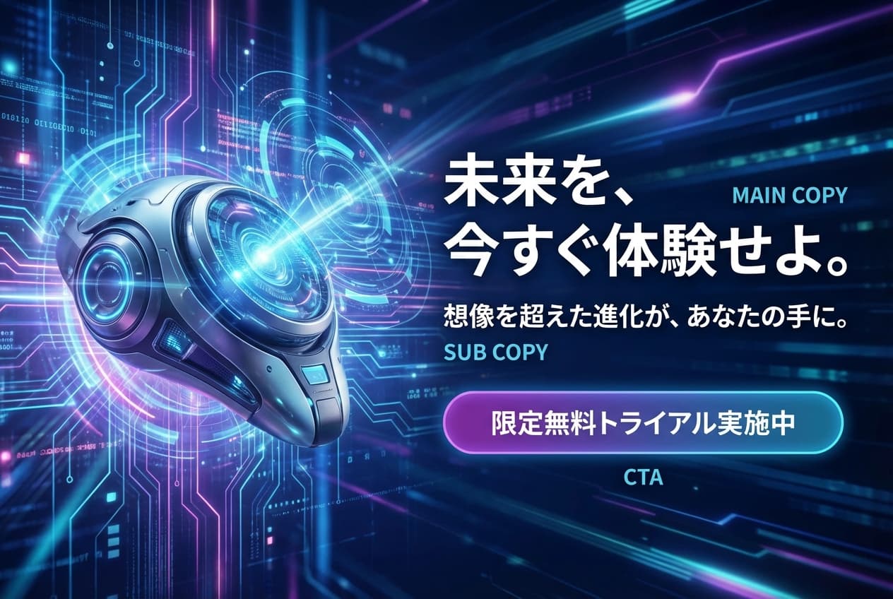 nano banana: 下記の要件を満たす広告画像を生成してください。 企画・タ